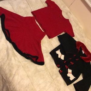 3 piece formal wear: skirt, t shirt and sweater